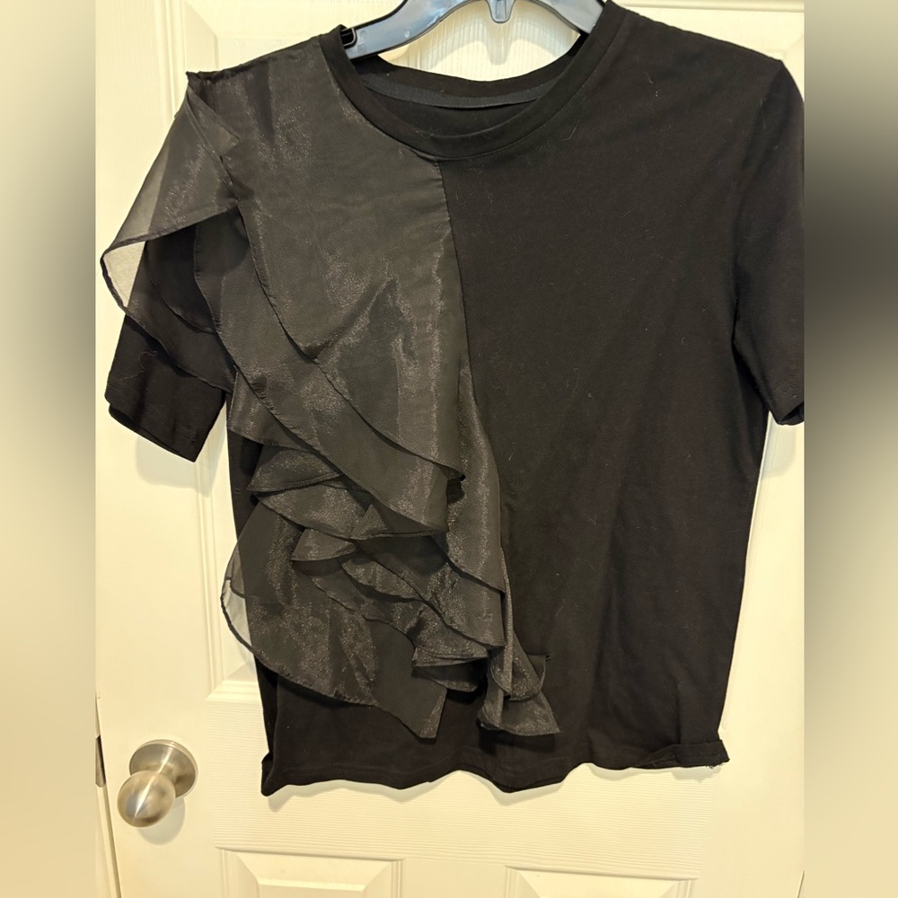 Elegant Black Ruffle Top